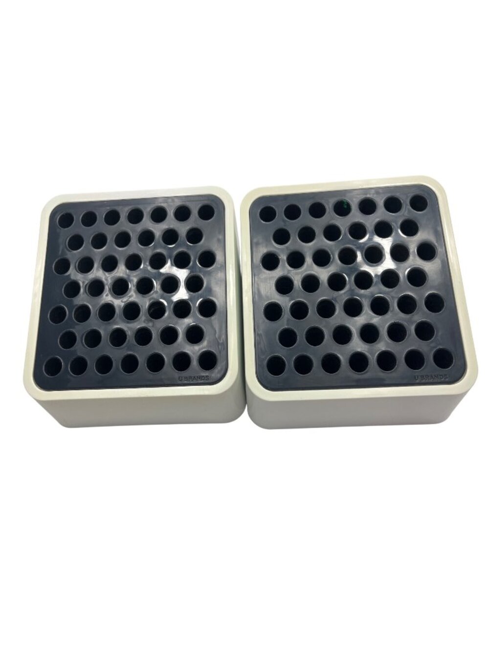 U Brands Dual Pencil Holder Desk Organizer Black & White Durable Plastic 2 Pack